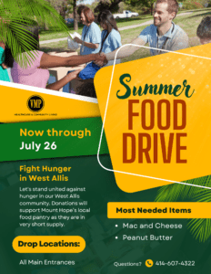 Summer Food Drive VMP Healthcare and Community Living Flyer