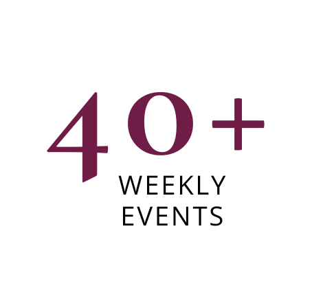 40+ weekly events